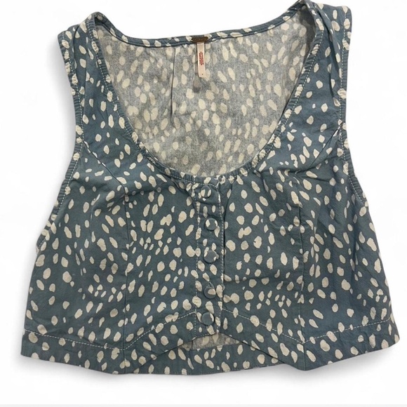Free People Blue and White Patterned Tank Top - Picture 1 of 3